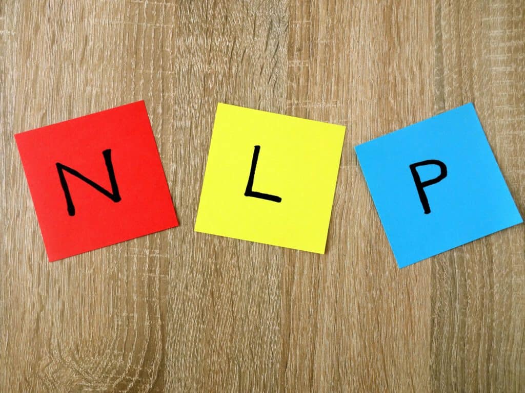 מוצגות המילים NLP בצבעוני. באתר תוכלו למצוא מגוון מטפלי NLP